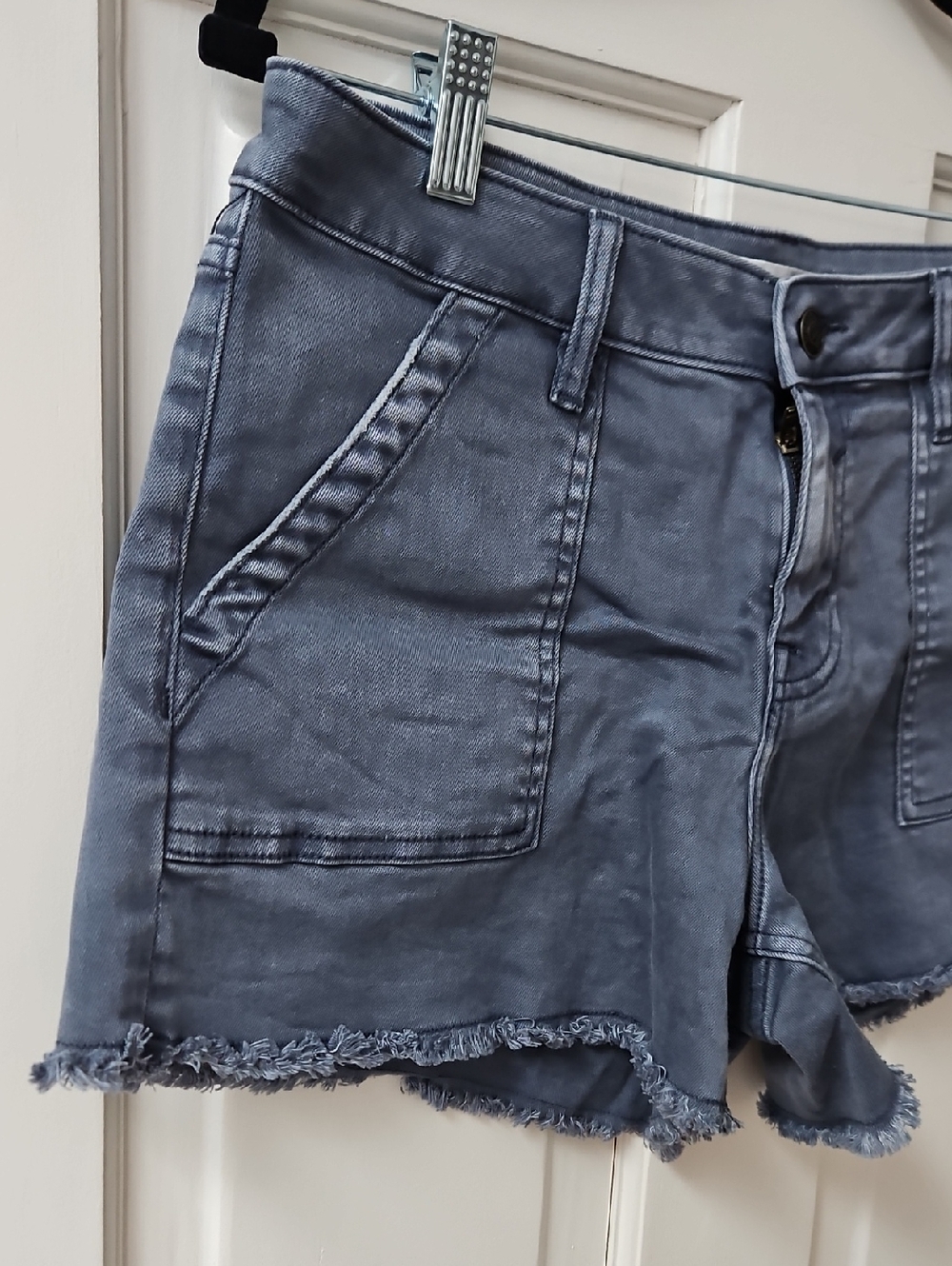 Vigoss Blue Denim Frayed Hem Shorts - Picture 2 of 5